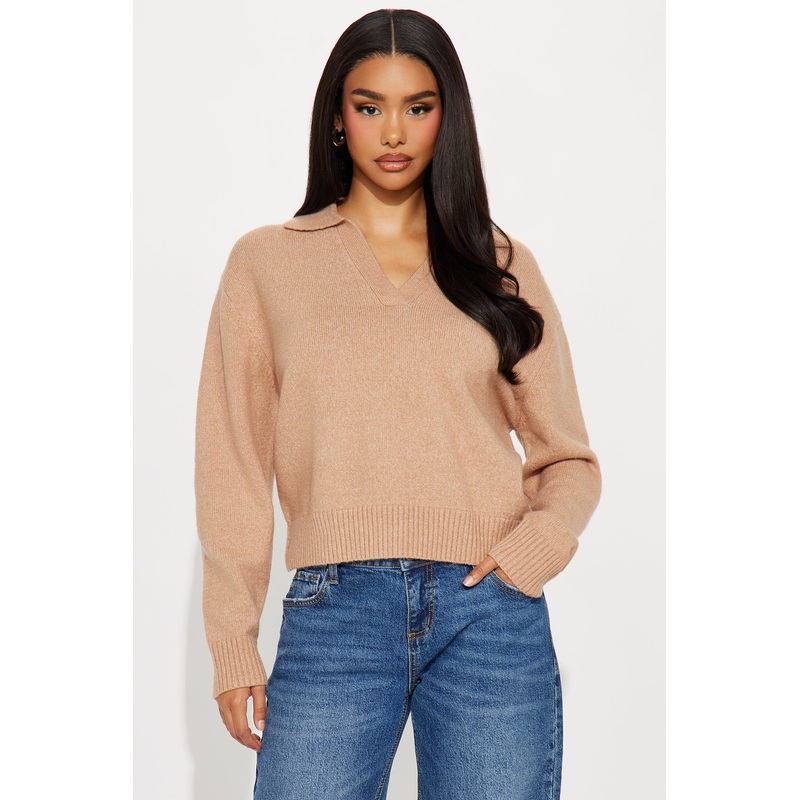 Carina Polo Sweater – Taupe