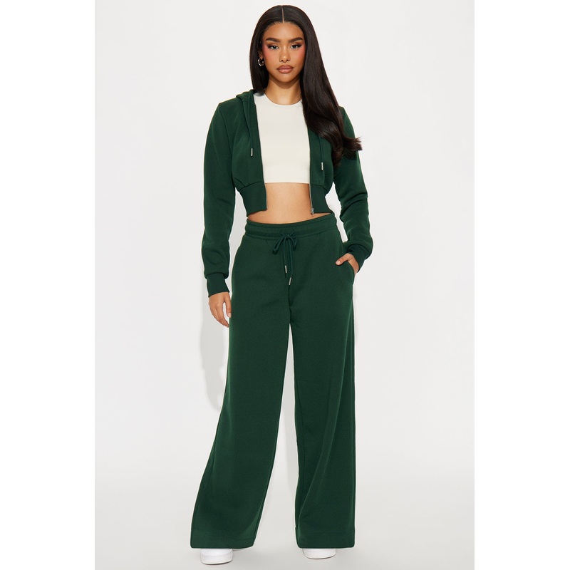 Charlie Fleece Zip Up Pant Set – Hunter