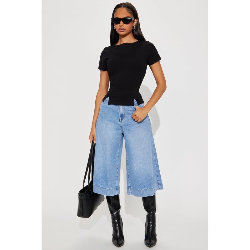 Greenwich Culottes Wide Leg Jeans – Medium Wash