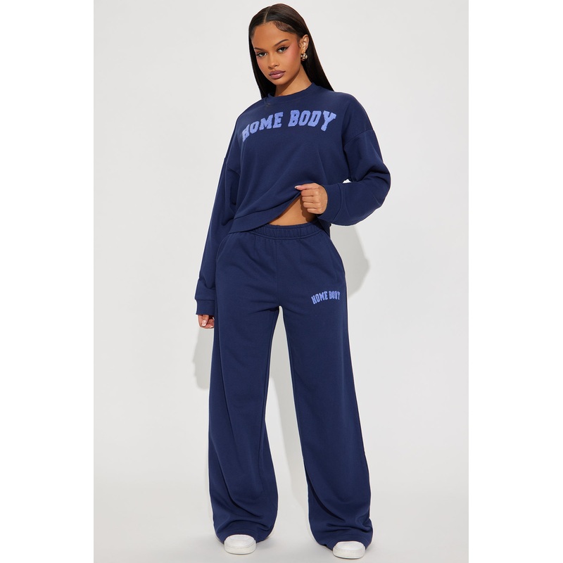 Home Body Embroidered Pant Set – Navy