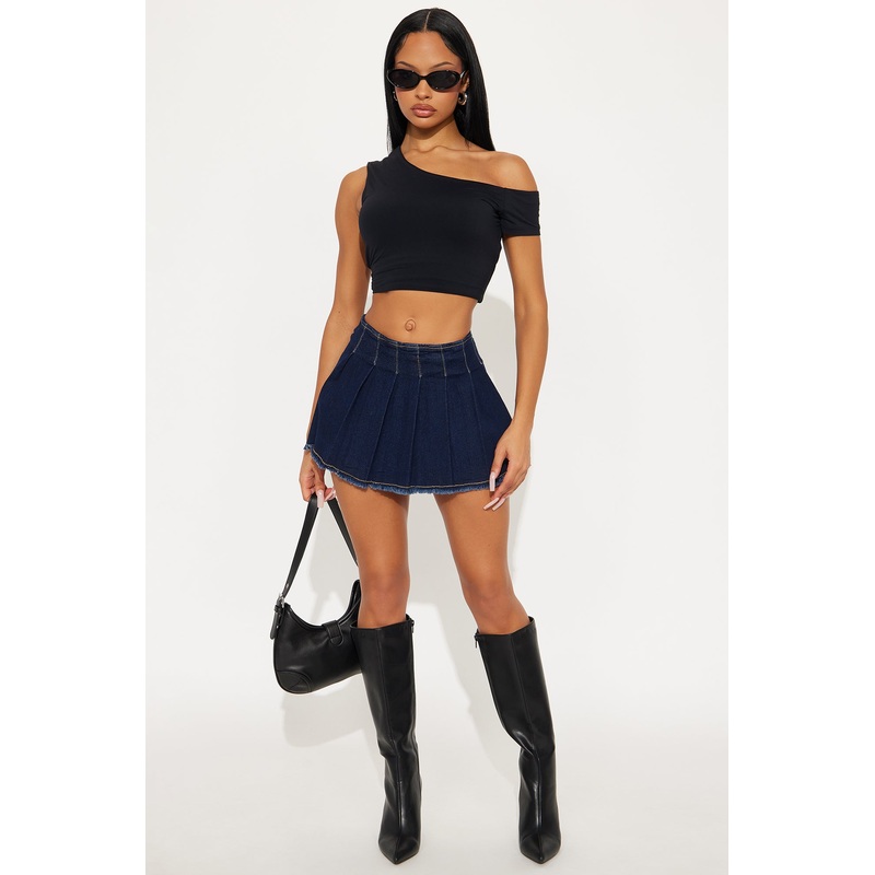 Keke Tinted Denim Micro Mini Skirt – Rinse Blue Wash