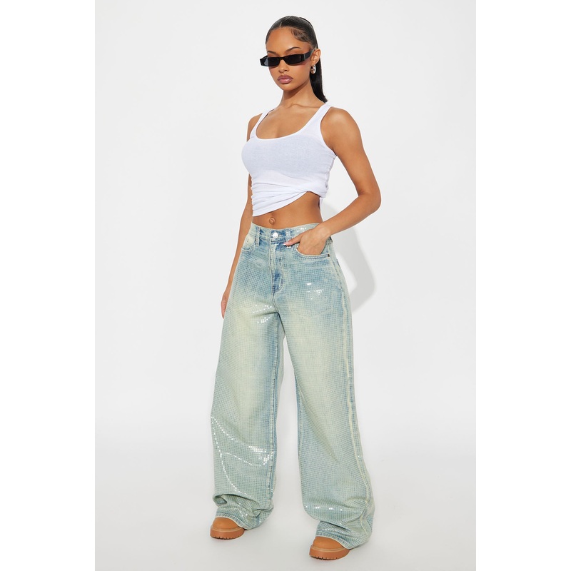 Shine On Tinted Wide Leg Jean – Vintage Wash