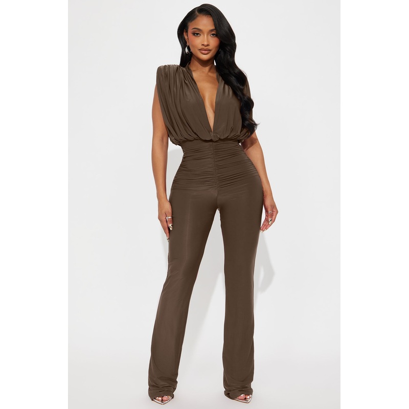 Sleek Seduction Jumpsuit – Brown