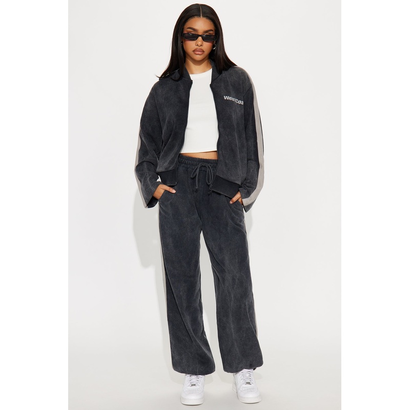 West Coast Washed Fleece Jogger Set – Black