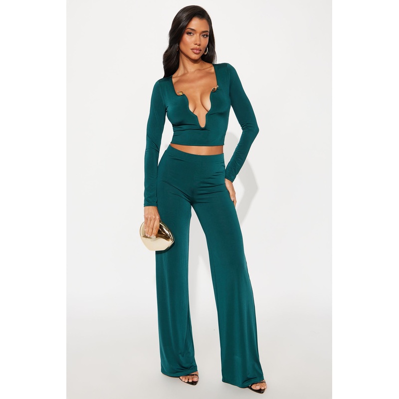 Alejandra Wide Leg Pant Set – Hunter Green
