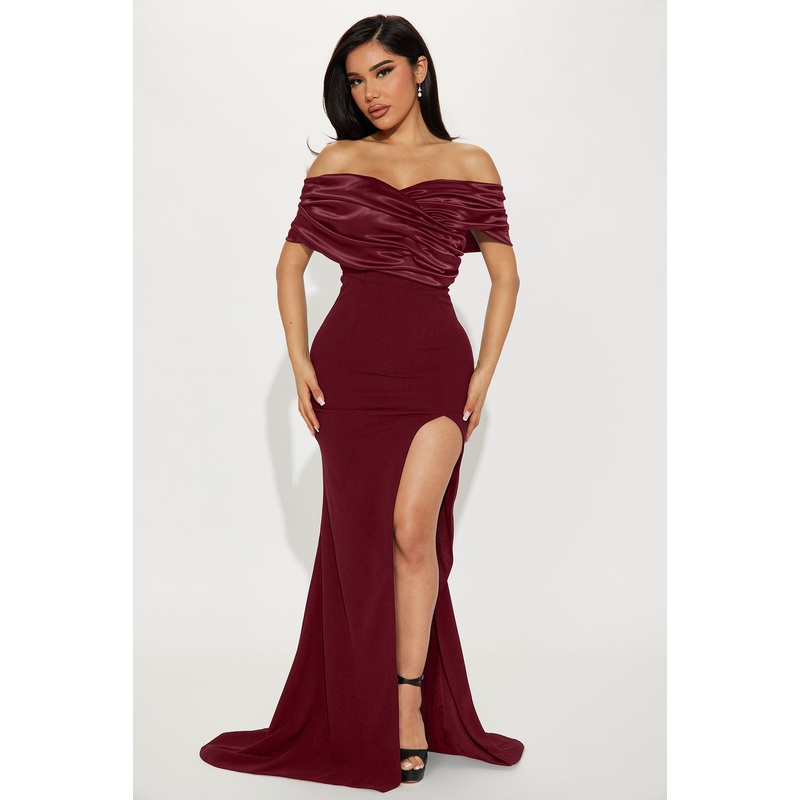 Am I The Drama Draped Maxi Dress – Wine