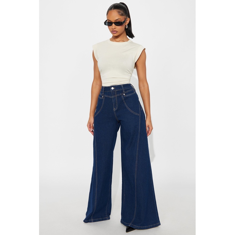 Americano Stretch Super Wide Leg Jeans – Dark Wash