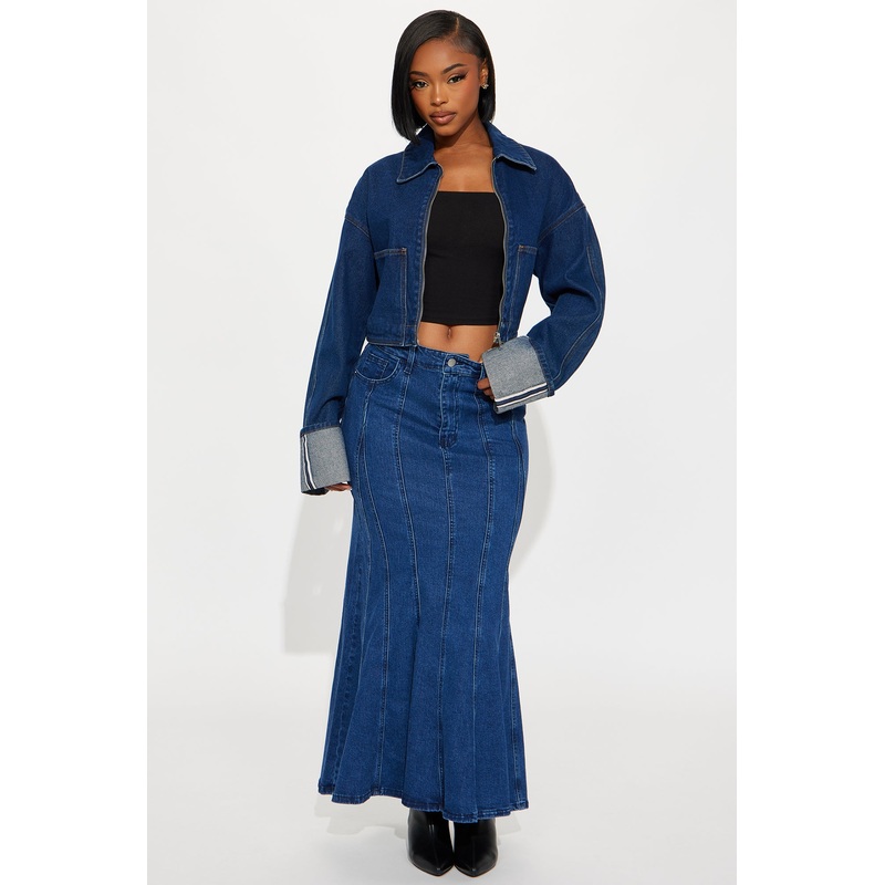 Brooke Denim Maxi Skirt – Dark Wash
