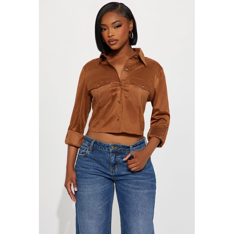 Cowgirl Style Faux Suede Shirt – Camel