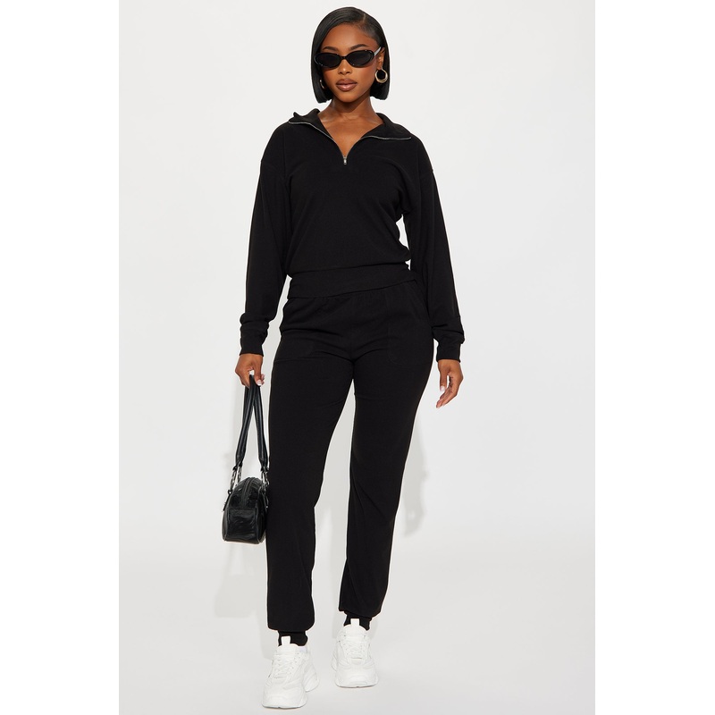 Gianna Ribbed Jogger Set – Black