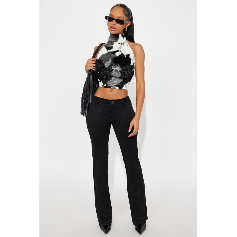 Headed For The Country Faux Suede Flare Pant – Black