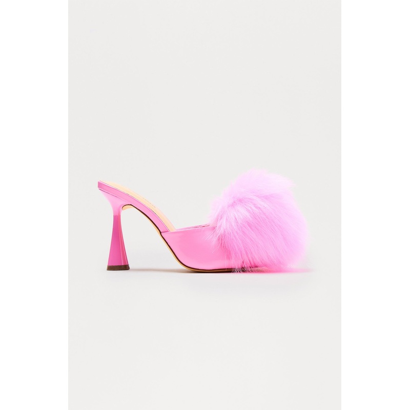 Hosier Faux Fur Pumps – Pink