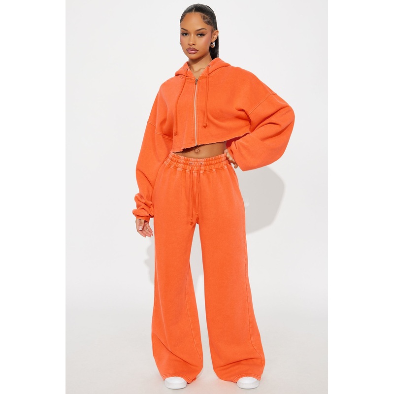 On The Go Fleece Pant Set – Orange