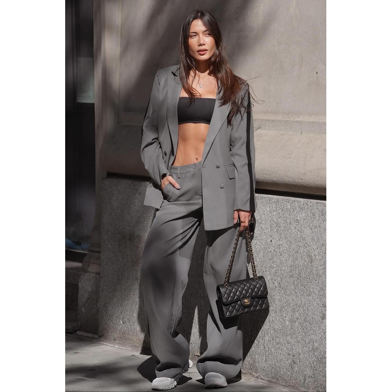 Power Ceo Blazer Pant Set – Grey/Black