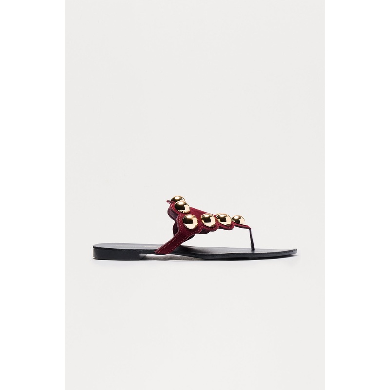 Trini Studded Flip Flops – Burgundy