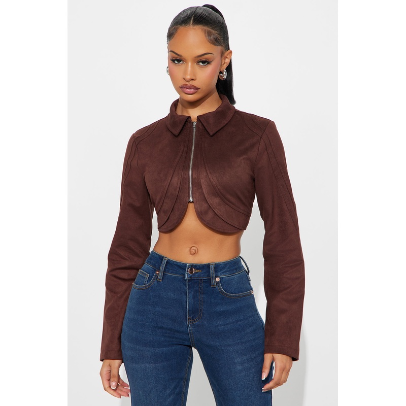 Western Swing Faux Suede Top – Chocolate