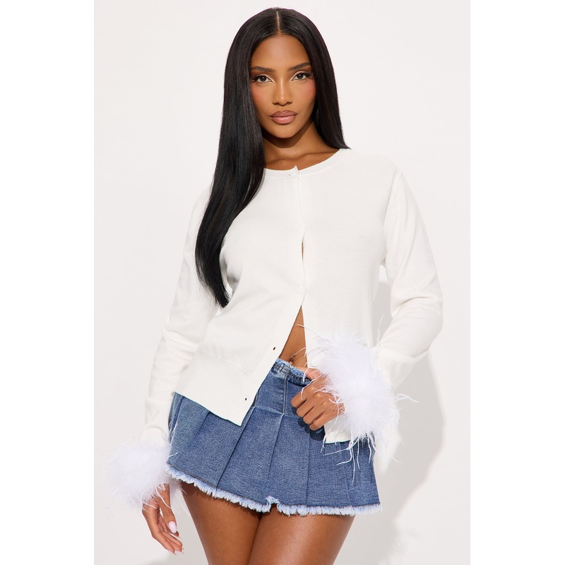 A Little Feather Moment Cardigan – White