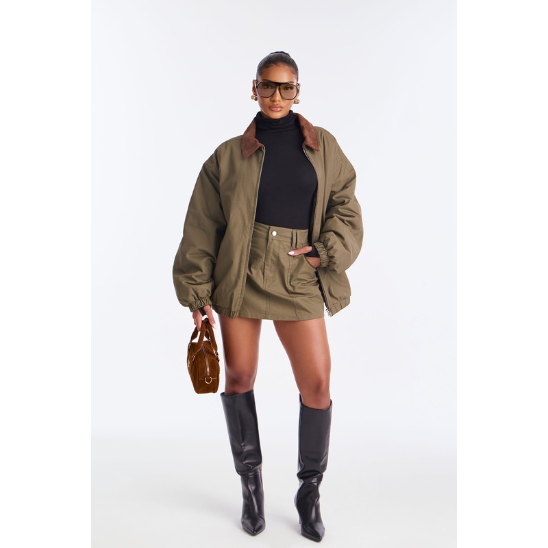 Amaya Jacket Mini Skirt Set – Olive