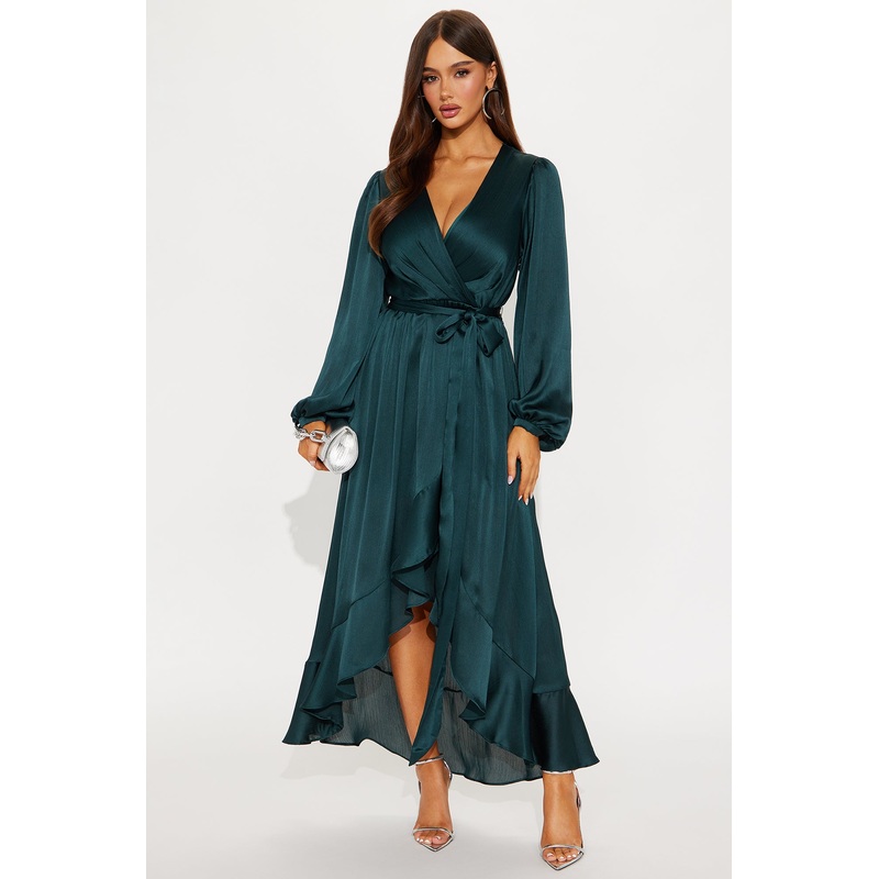 Bryony Satin Maxi Dress – Hunter