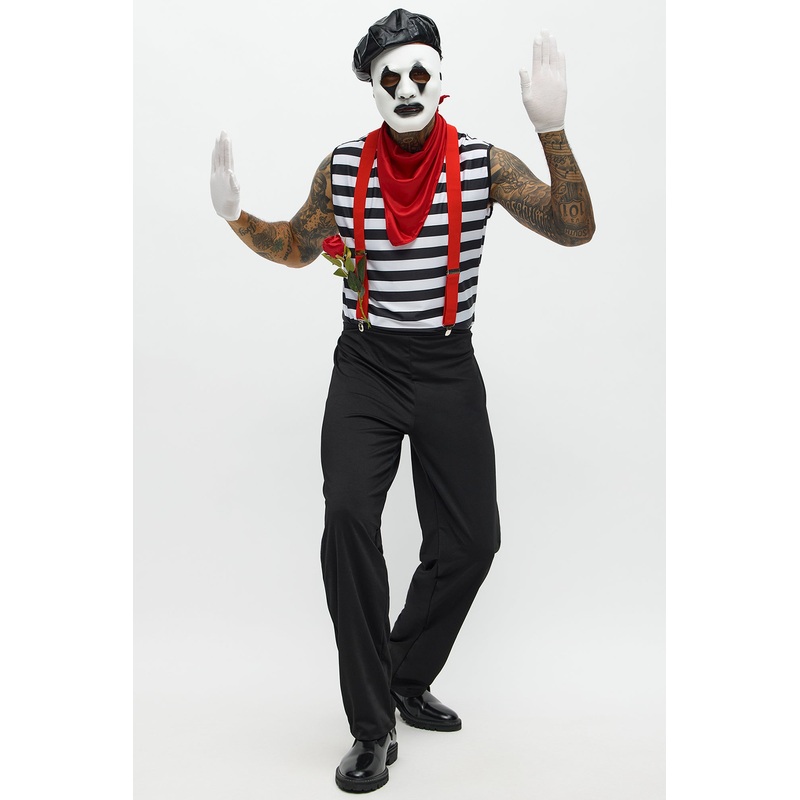 Classic Mime 6 Piece Costume Set  – Black/White