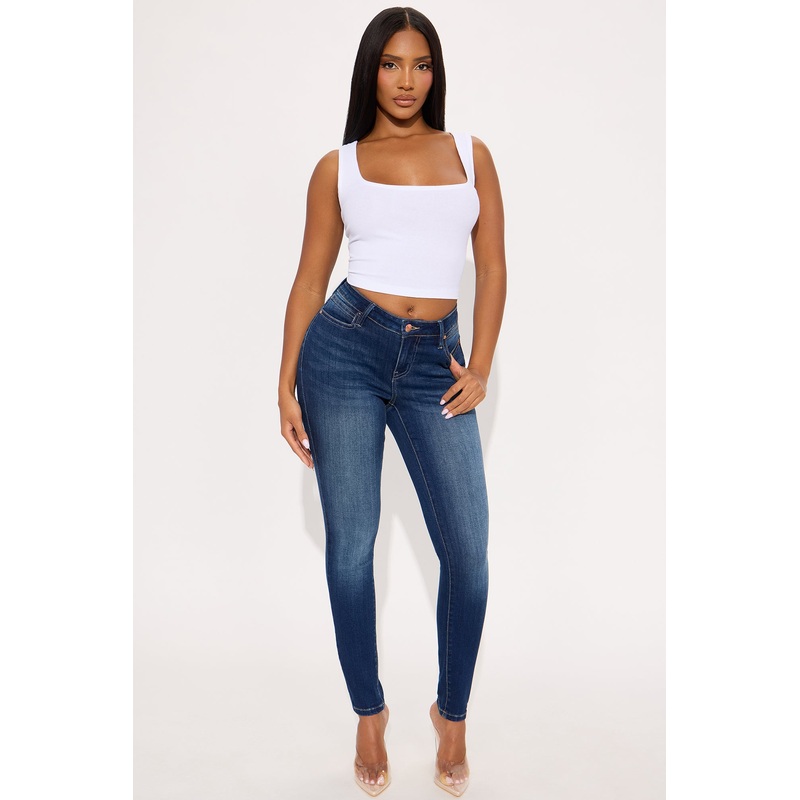 Do My Best Premium Low Waist Skinny Jeans – Dark Wash