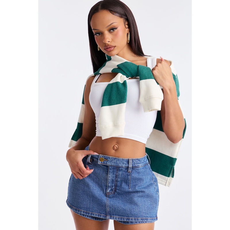 Harley Micro Mini Denim Peekaboo Skort – Medium Wash