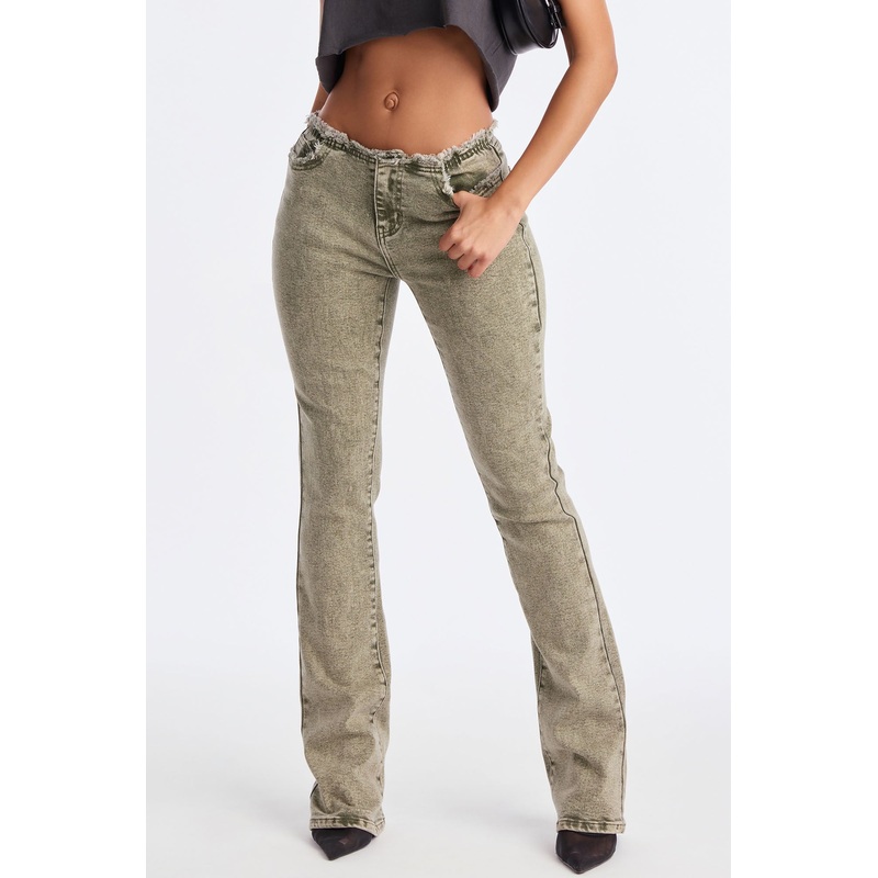 Highly Motivated Stretch Bootcut Jeans – Olive