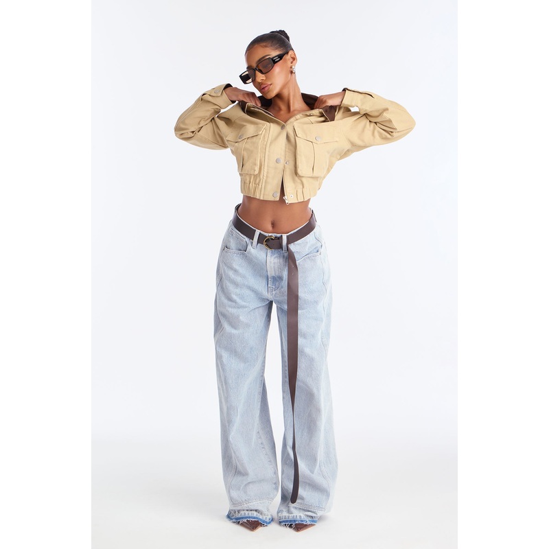 Holland Belted Baggy Jeans – Light Wash