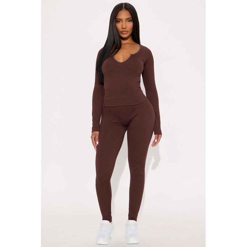 Mark My Words Seamless Legging Pant Set – Chocolate