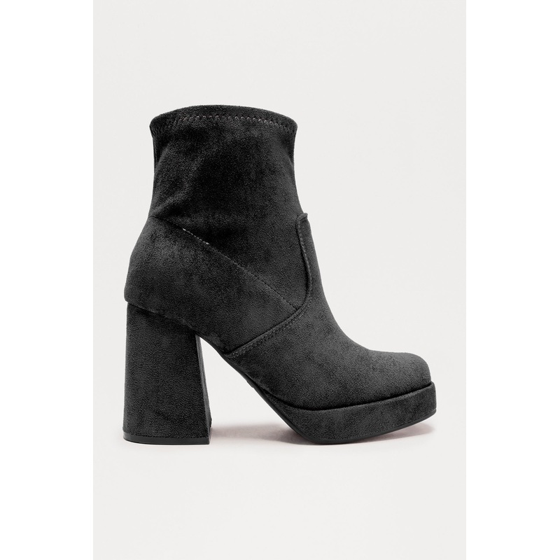 Navy Platform Booties – Black
