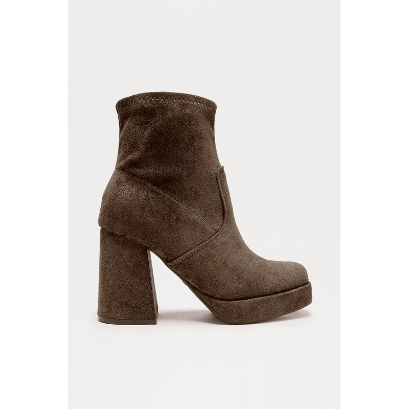Navy Platform Booties – Brown