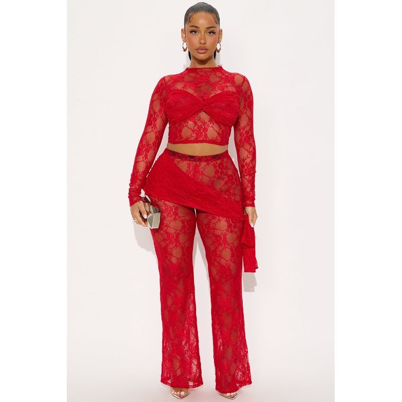 Rosalia Lace Pant Set – Red