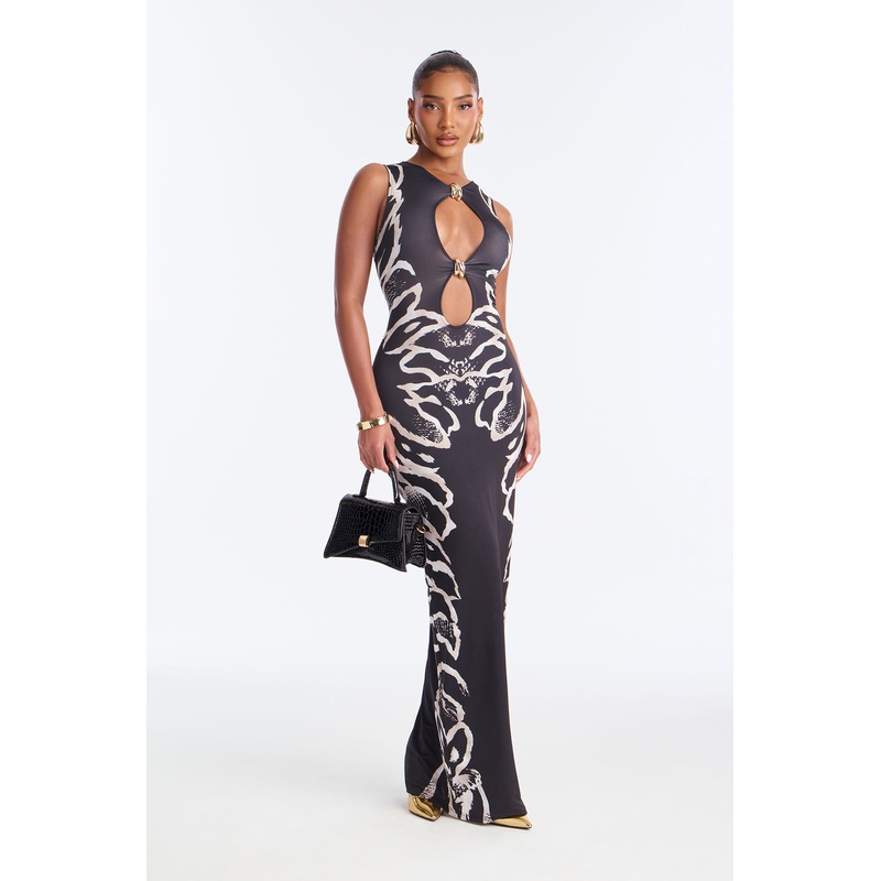 Sasha Hardware Cut Out Maxi Dress – Black/combo