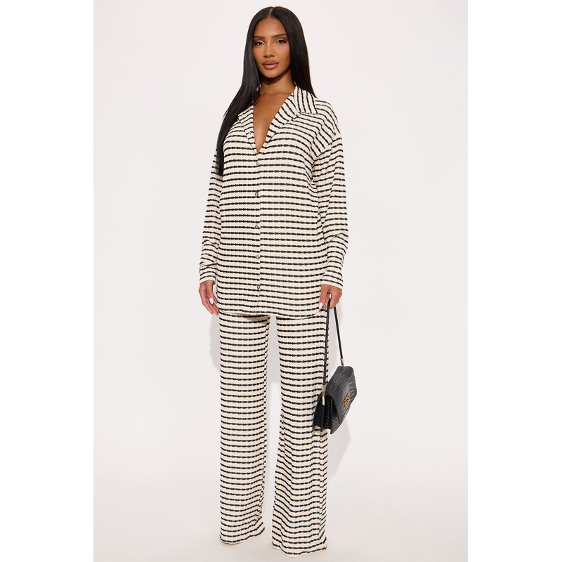 Sony Textured Wide Leg Pant Set – Black/combo