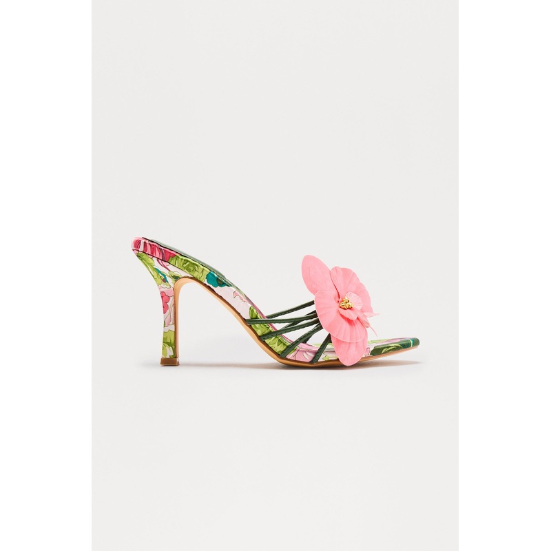 Suzette Flower Mules – Green
