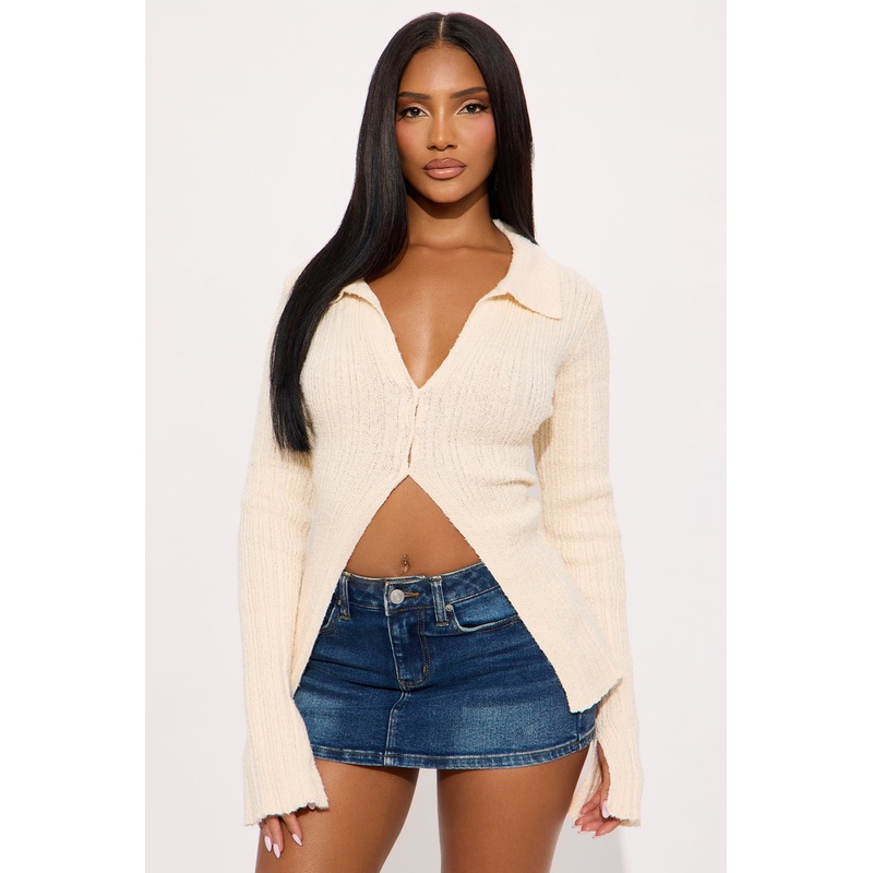 Win Me Over Plisse Cardigan – Cream