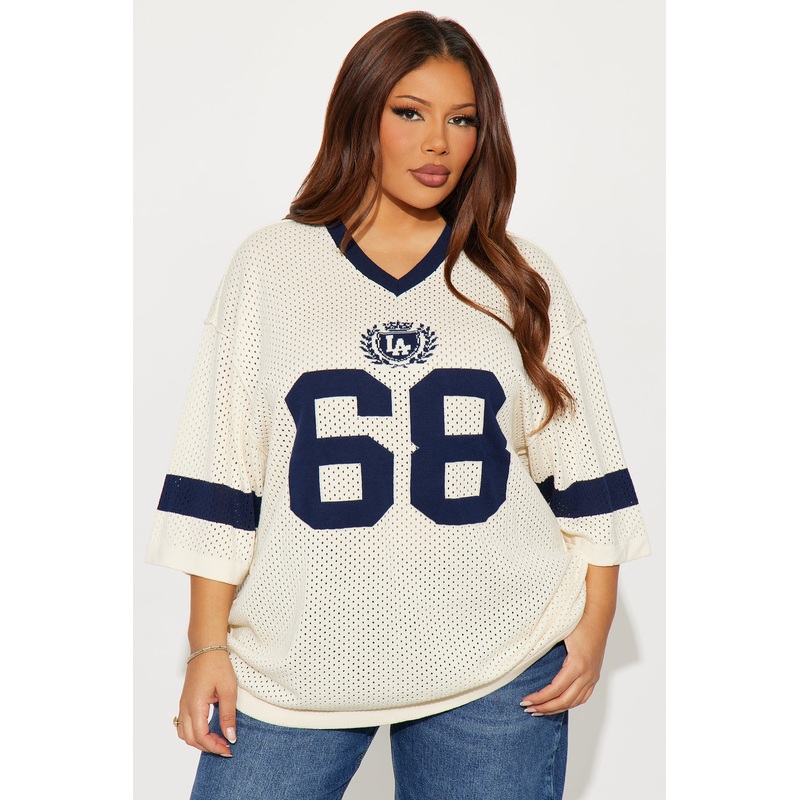 68 Textured Knit Jersey Top – Cream/combo