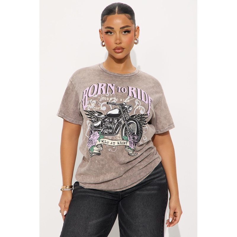 Born To Ride Washed Tee – Brown