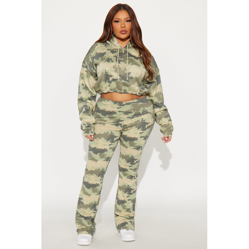 Boy Bye Fleece Camo Flare Leg Pant Set – Olive