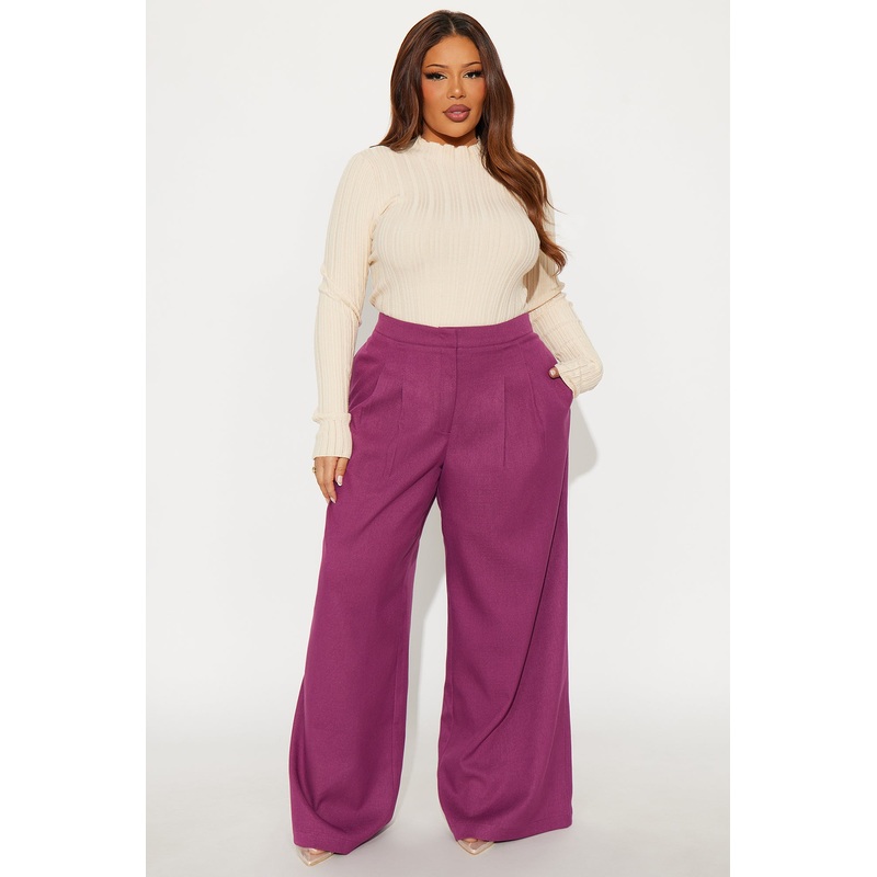 Crystal Textured Wide Leg Pant 33 – Raspberry