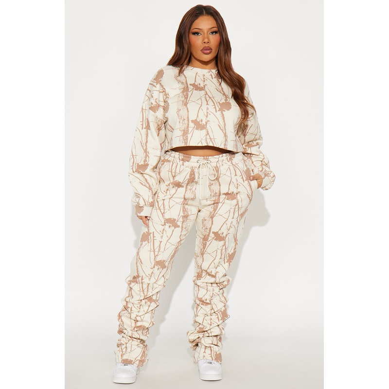 Dream On Camo Fleece Pant Set – Cream/combo