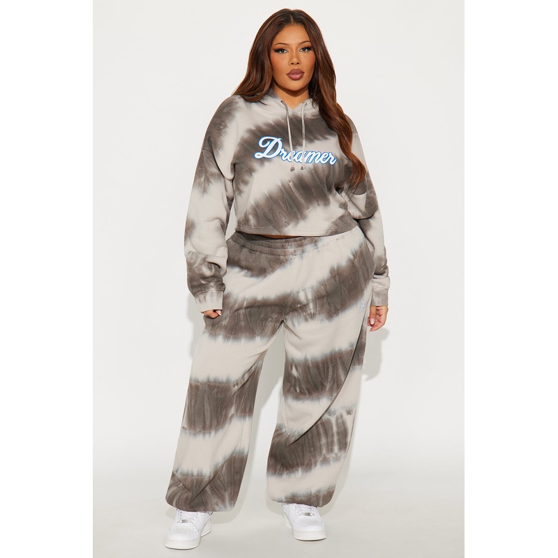 Dreamer Tie Dye Fleece Pant Set – Grey/combo