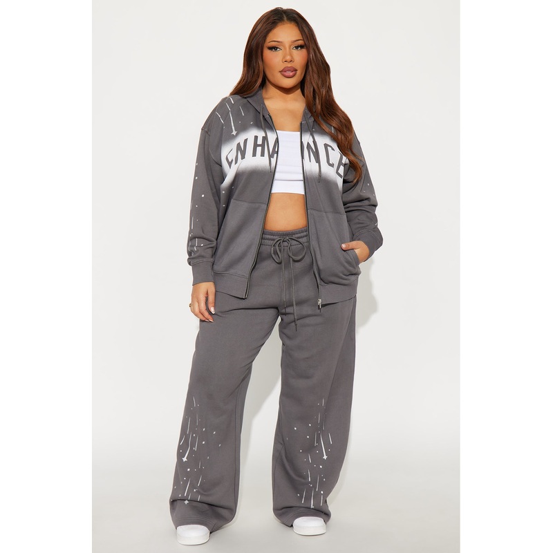 Enhance Vibe Washed Fleece Pant Set – Black