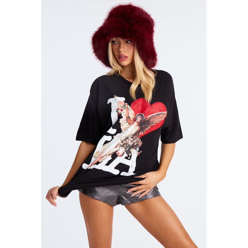 I Love LA Angel Tee – Black