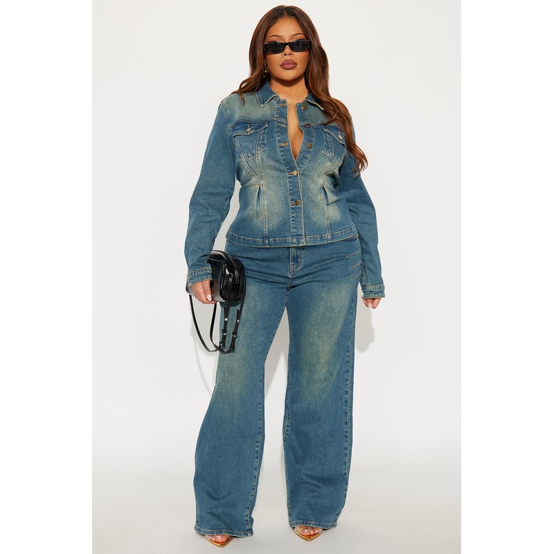 Lana Denim Washed Pant Set – Medium Wash