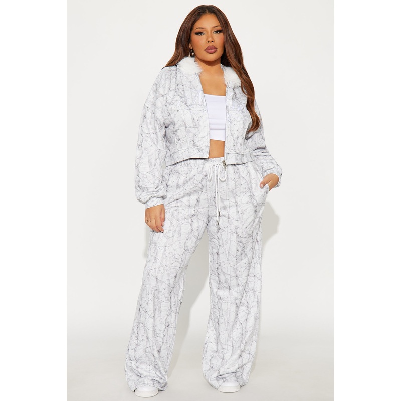 Lina Fur Trim Hoodie Pant Set – Off White