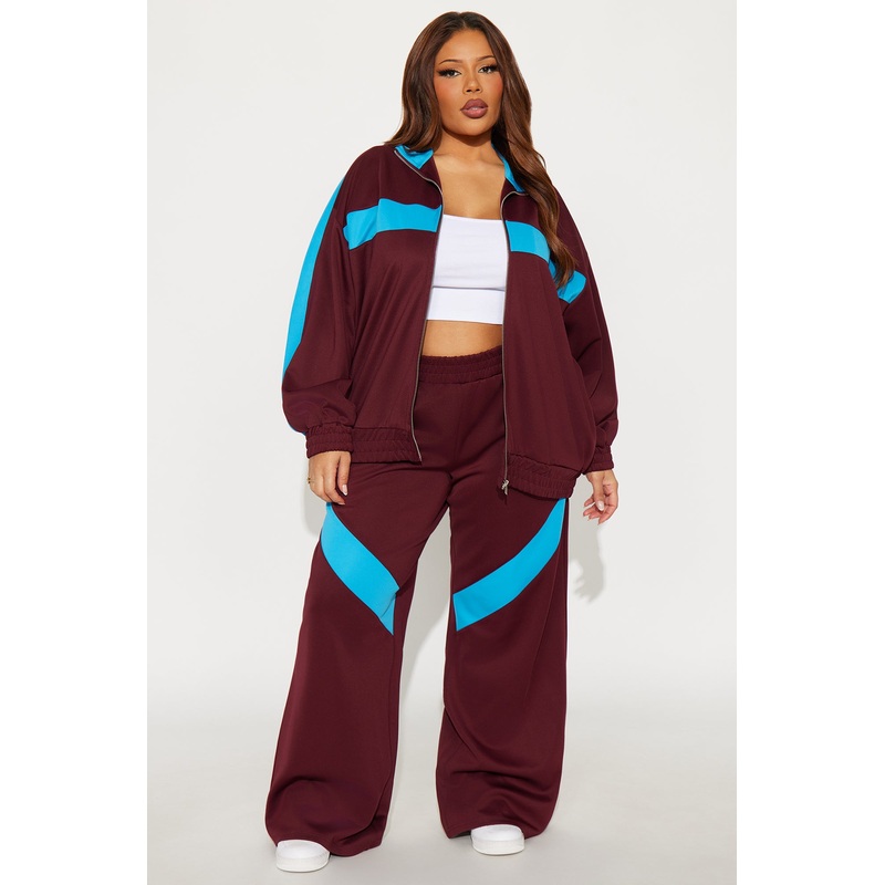 Varsity Pulse Zip Front Jacket Sporty Set – Burgundy/combo