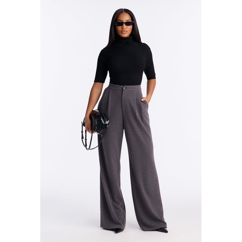 Wilma Wide Leg Trousers 33 – Charcoal