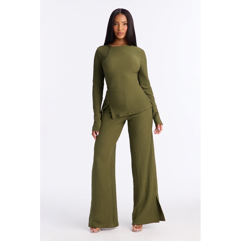 Zakai Textured Pant Set – Olive