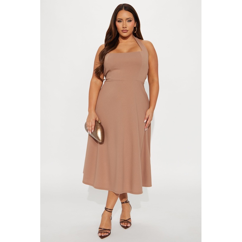 Alena Halter Midi Dress – Khaki